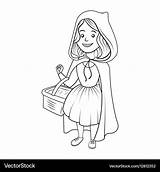Hood Riding Red Little Coloring Vector Book Royalty sketch template