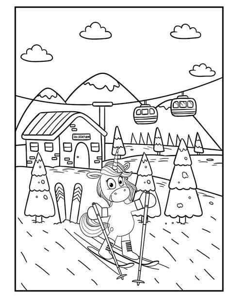 unicorn winter coloring pages book  kids