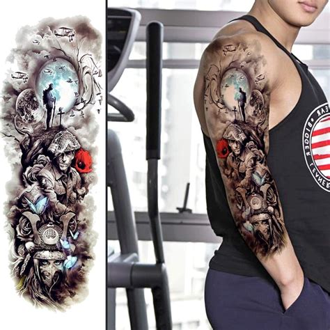 Coktak 11 Sheets Cool Full Arm Temporary Tattoos For Men Body Sleeve