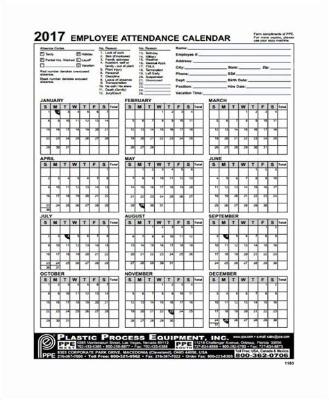 printable employee attendance calendar    hands