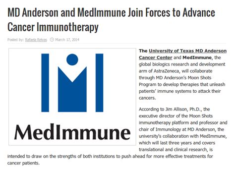 Aymz Blog Md Anderson And Medimmune Join Forces To Advance Cancer
