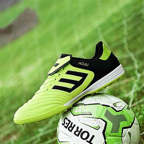 aoju professional soccer shoes men outdoor sports training football boots tf turf soles botas de