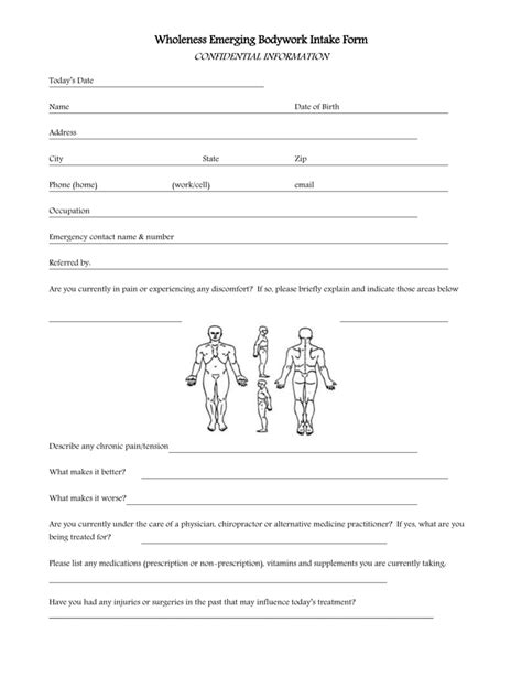 massage therapy intake form