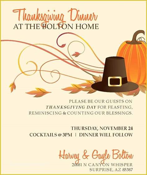 thanksgiving invitation templates   sample thanksgiving