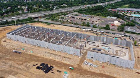 aerial photo shows  square foot amazon warehouse rising