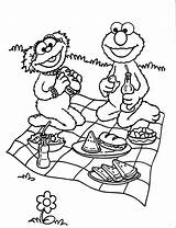Picnic Pages Coloring Street Sesame Family Book Netart Color sketch template