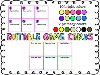 editable game card template card games card template word problems