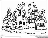 Village Coloring Christmas Pages Printable Clip Winter Drawing Copyright Clipart Color Scene Kids Sheets Print Getcolorings Teacher Line Clipground Drawings sketch template