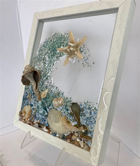 Sea Glass Resin Art Suncatcher Beach Ocean Waves Coastal Etsy