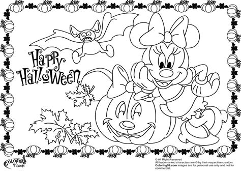 minnie  mickey mouse coloring pages  halloween team colors