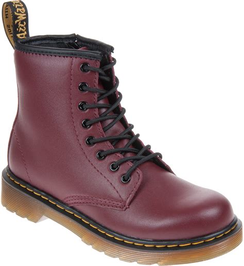 dr martens  junior delaney cherry red softy  boys boots humphries shoes