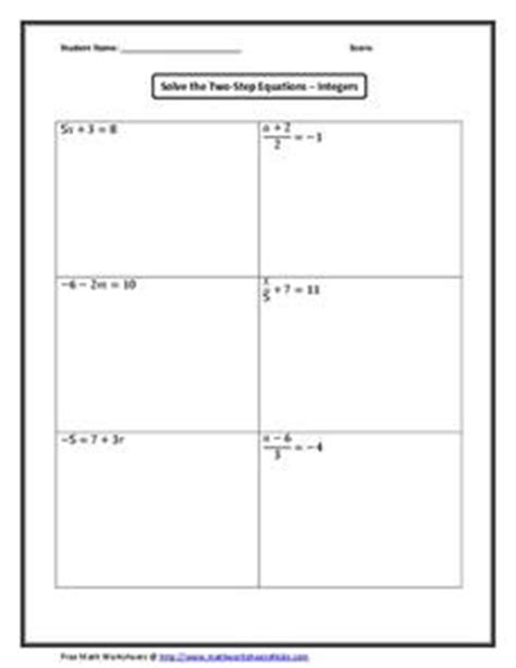 solve   step equations integers   grade worksheet