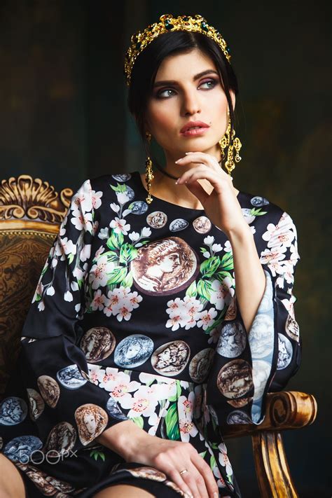 Beautiful Italian Woman In Dress And Jewelry Elegant