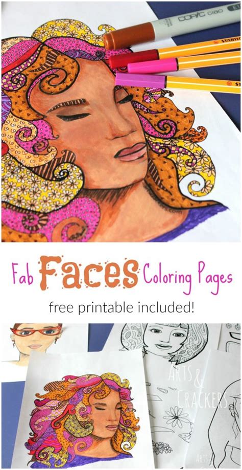 fab faces adult coloring page