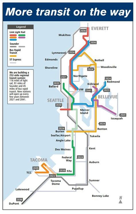 sound transit map shows expected opening    light rail transit stations   quick glance