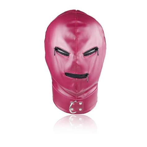 Adult Games Sexy Leather Mask Sex Bondage Zipper Mask Bdsm Fetish Role