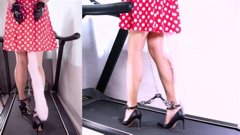asian chained treadmill walking in heels porn videos