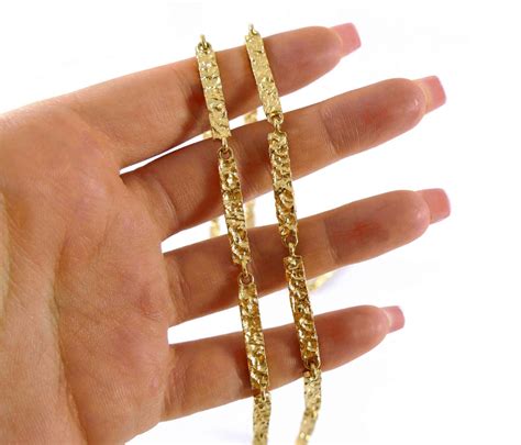 solid gold nugget link  yellow gold chain necklace   grams