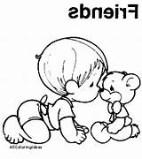 Coloring Pages Precious Moments Boy Friends Baby Et Friendship Infant Clipart Bear Drawings Two Super Printable Kissing Dc Boys Moment sketch template