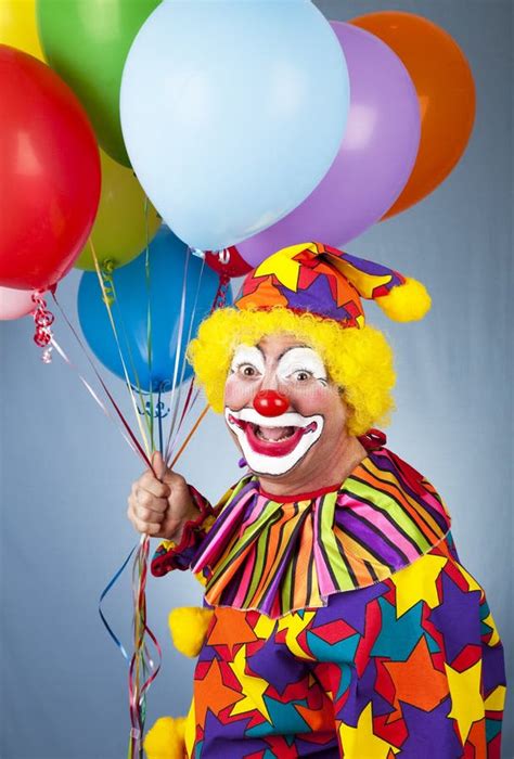 happy clown  balloons stock photo image  character