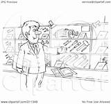 Salesman Coloring Display Clipart Outline Showing Tools Illustration Royalty Bannykh Alex Rf Regarding Notes sketch template