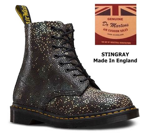 dr martens limited edition hand   england black stingray leather boots dr martens