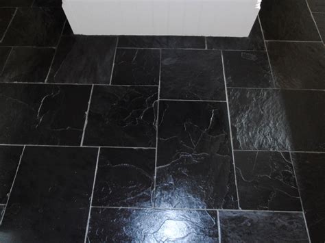 tired black slate tiled floor  sevenoaks restored kent tiledoctor