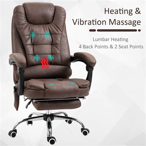 vinsetto ergonomic heated 6 points vibration massage office chair