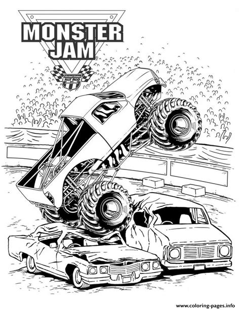 grave digger monster jam truck coloring page printable