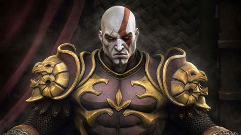 god  war kratos throne uhd  wallpaper pixelz