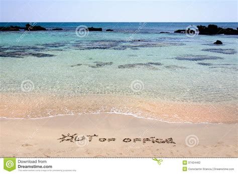 Out Of Office Written On Sand On A Beautiful Beach Blue