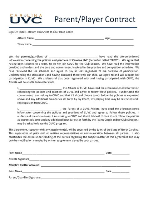 youth basketball contracts fill  printable fillable blank