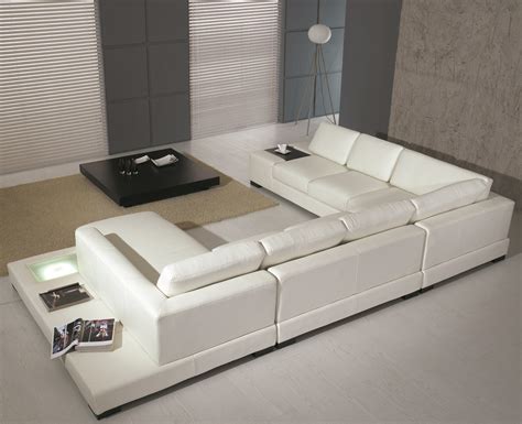 modern white bonded leather sectional sofa  contemporary living room