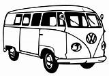 Bus Camionnette Combi Drawing Transportation T1 Kombi Campervan Printable Colorier T5 T2 Coloriages Hooded Hippie T6 Bulli Komputer Ando sketch template