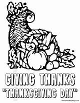 Thanks Coloring Giving Thanksgiving Kids Give Printable Cornucopia Printables sketch template