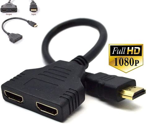 p hdmi male  dual hdmi female     splitter cable adapter converter  dvd players