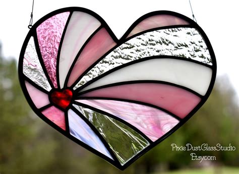 stained glass heart suncatcher valentine heart sweetheart gift swirl