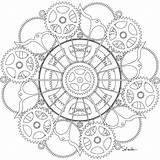 Coloring Steampunk Pages Gears Cogs Mandala Drawing Adult Colouring Printable Gear Donteatthepaste Mandalas Sheets Color Books Template Sketch Templates Owl sketch template