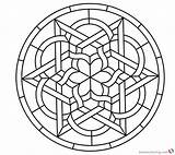 Celtic Coloring Pages Stained Knot Glass Round Panel Printable Adults Color Print Kids sketch template