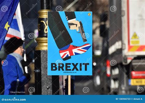 anti brexit sign  london uk jan  editorial stock photo image  damage brexit
