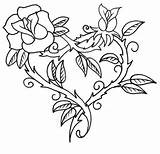Coloring Roses Pages Hearts Rose Printable Thorn Heart Sharp Adults Thorns Colouring Broken Print Drawing Color Crosses Adult Sheets Tattoo sketch template