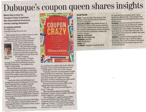 telegraph herald newspaper book review  coupon crazy books
