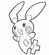 Plusle Lineart sketch template