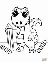 Dinosaur Coloring Cute Pages Baby Printable Pencils Dinosaurs Kids Template Supercoloring Book Categories Books Triceratops sketch template