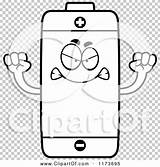 Mascot Mad Battery Outlined Coloring Clipart Cartoon Vector Cory Thoman sketch template