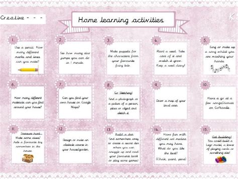 home learning activities creative teaching resources