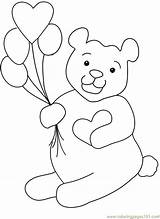 Bear Teddy Coloring Pages Heart Clipart Balloon Valentine Clip Balloons Holding Colouring Color Bears Printable Drawing Dinosaur Cliparts Chocolate Book sketch template