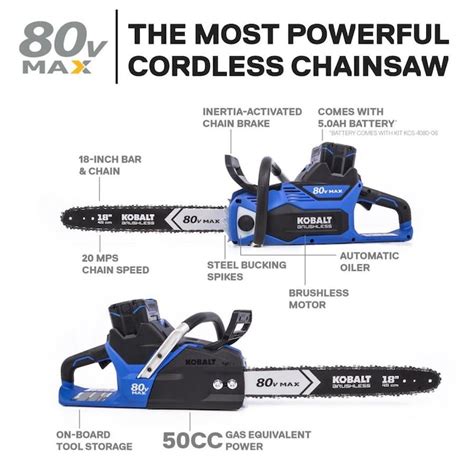 Kobalt 80 Volt Max Lithium Ion 18 In Cordless Electric Chainsaw