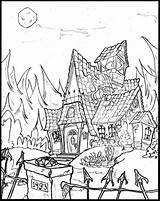 Coloring Haunted Castle Pages Getcolorings House Crammed Printable sketch template