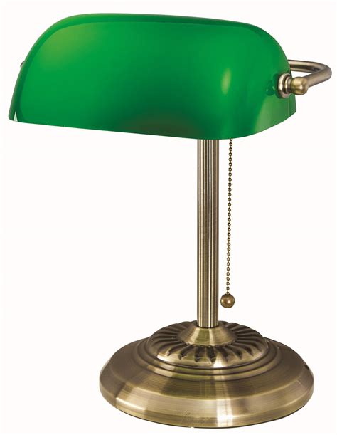 light classic style cfl bankers desk lamp  green glass shade antique bronze finish